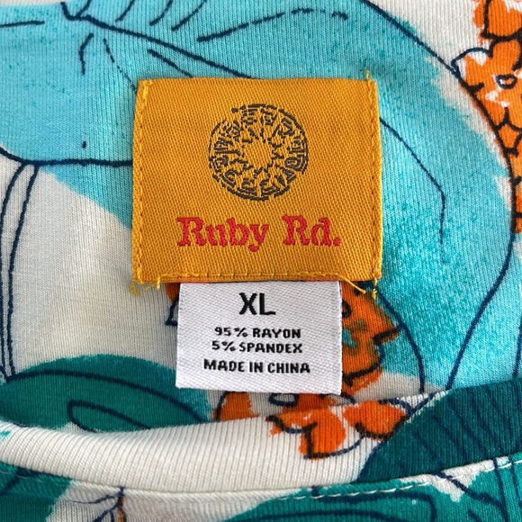 NWT Turquoise & White Tropical Ruby Rd Tunic Top Size XL - Picture 6 of 8